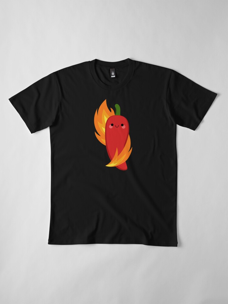 Premium T-Shirt, Red chili peppers and fire designed and sold by petitspixels