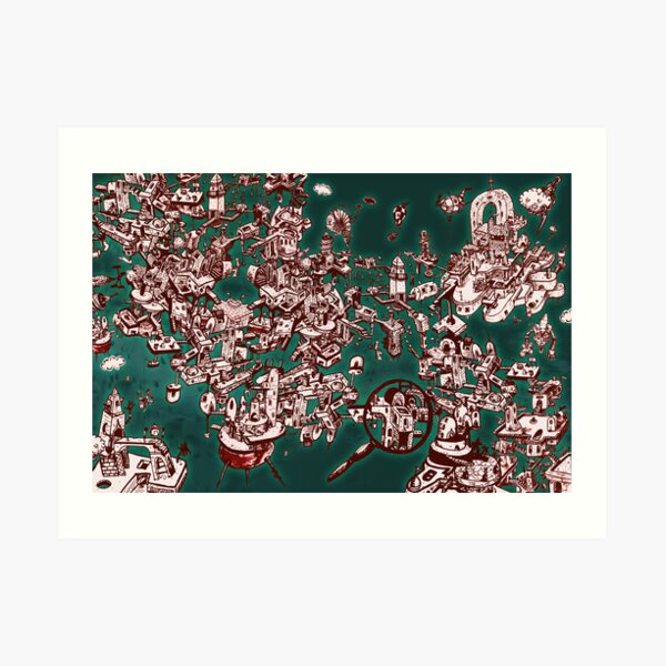 Sky Maze Ink - Green - 1 Art Print