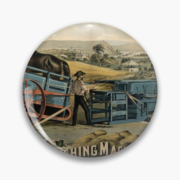 Item preview, STK501636A-Vintage advertisement of a group of farmers working a threshing machine. designed and sold by StocktrekImages.