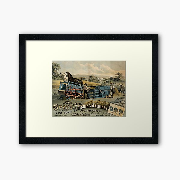 Item preview, STK501636A-Vintage advertisement of a group of farmers working a threshing machine. designed and sold by StocktrekImages.