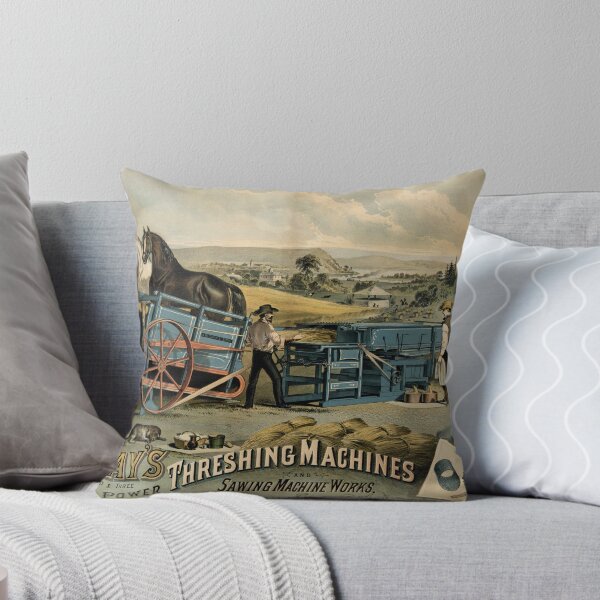 Item preview, STK501636A-Vintage advertisement of a group of farmers working a threshing machine. designed and sold by StocktrekImages.