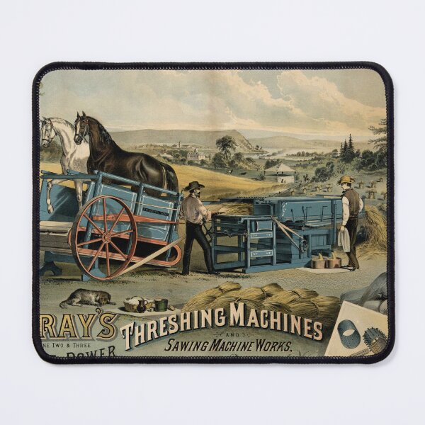 Item preview, STK501636A-Vintage advertisement of a group of farmers working a threshing machine. designed and sold by StocktrekImages.