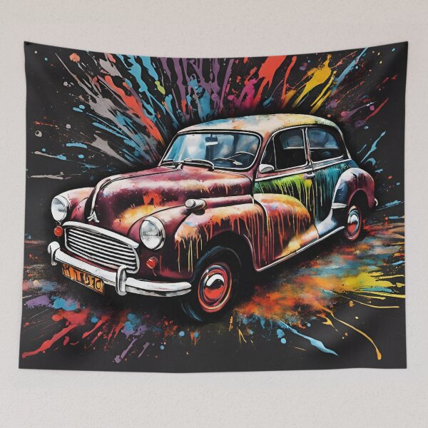 Item preview, Morris Minor Vintage British Car Splash Art designed and sold by Ameiva-Apparel.