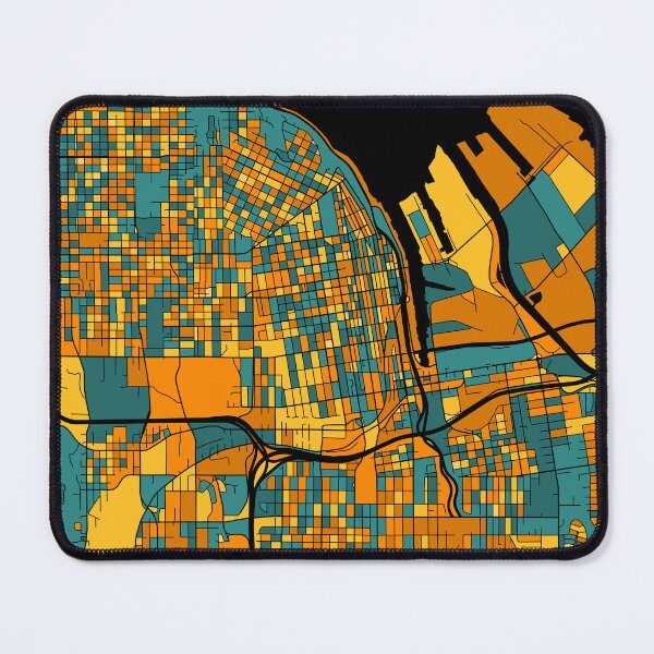 Item preview, Tacoma Map Pattern in Orange & Teal designed and sold by PatternMaps.