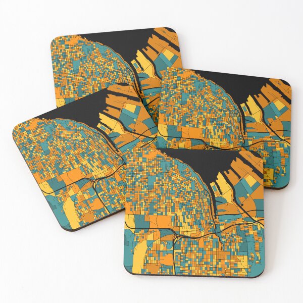 Item preview, Tacoma Map Pattern in Orange & Teal designed and sold by PatternMaps.