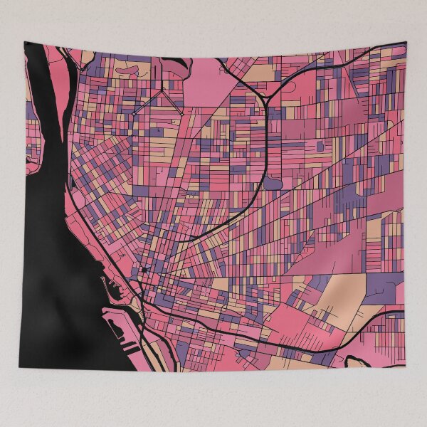 Item preview, Buffalo Map Pattern in Purple & Pink designed and sold by PatternMaps.