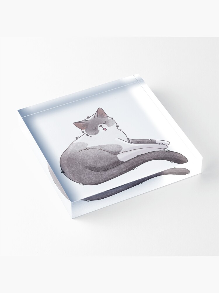 Thumbnail 3 of 5, Acrylic Block, Sleepy point cat designed and sold by FelineEmporium.