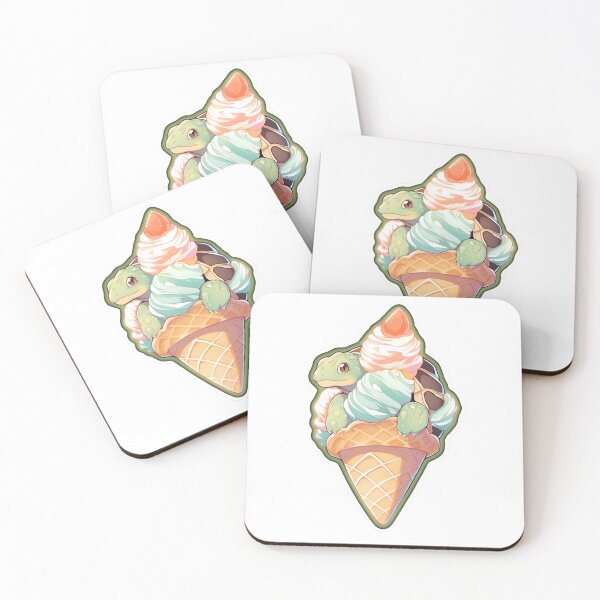 Item preview, Turtle and Ice Cream Cone Sticker by Zeesdesign on Redbubble designed and sold by ZEESDESIGN.