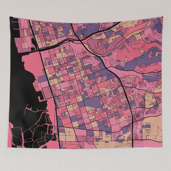 Item preview, Chula Vista Map Pattern in Purple & Pink designed and sold by PatternMaps.