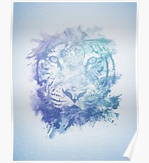 Abstract Watercolor Tiger Portrait / Face Poster