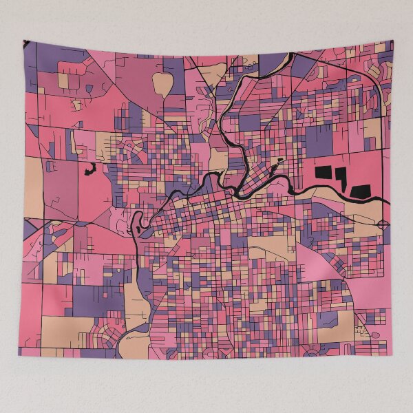 Item preview, Fort Wayne Map Pattern in Purple & Pink designed and sold by PatternMaps.