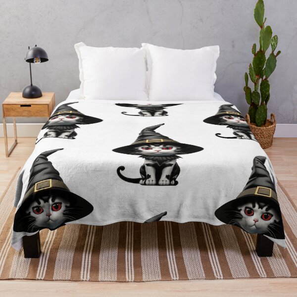 Item preview, Red eyes cat in witch costume sitting alone.  designed and sold by PhotoSticker-YY.