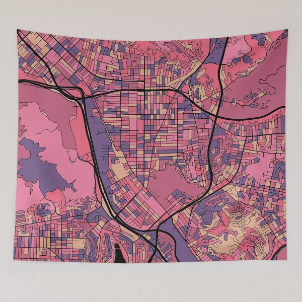 Item preview, Glendale Map Pattern in Purple & Pink designed and sold by PatternMaps.