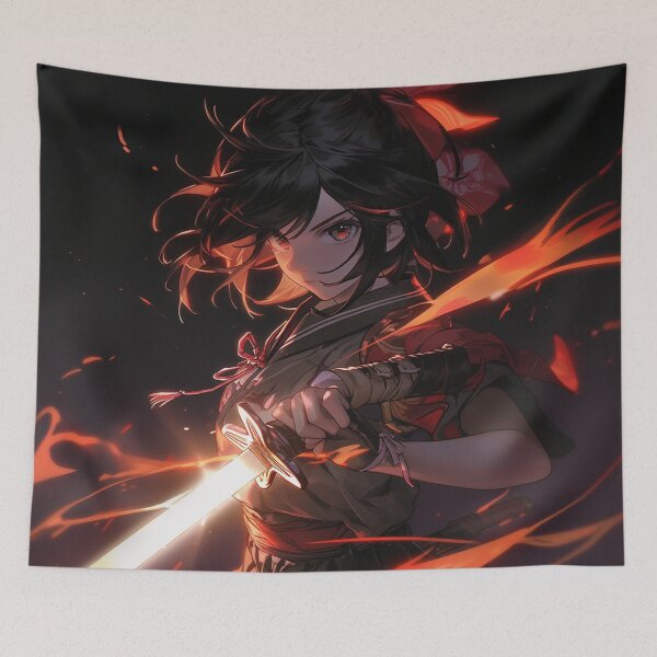 Item preview, Fiery warrior girl - anime designed and sold by SurtonDesign.