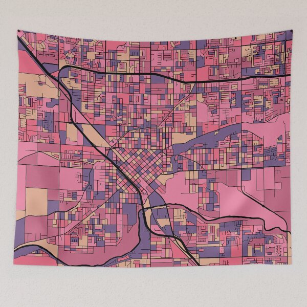 Item preview, Modesto Map Pattern in Purple & Pink designed and sold by PatternMaps.