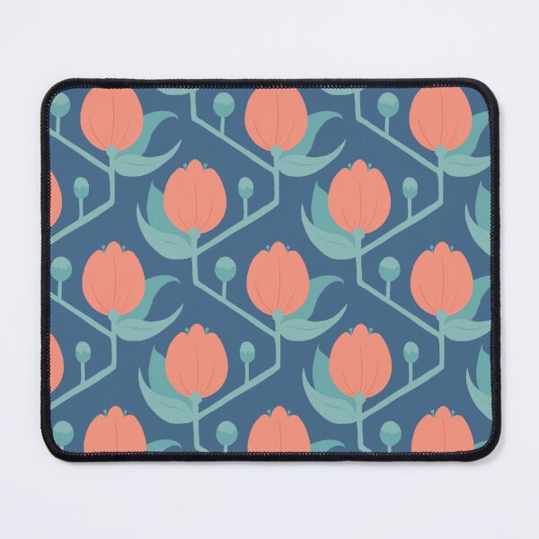Item preview, Geometric Tulips On Blue Background Pattern designed and sold by Julia Sol.