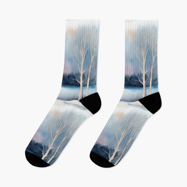 Item preview, Forest Lake in Winter Landscape Watercolor Painting | Watercolor Landscape | Watercolor Art | Watercolor Scenery designed and sold by UnhingedBird.