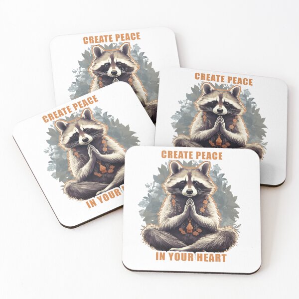 Item preview, Create PEACE in your heart Meditation yoga raccoon designed and sold by AngelinaBezm.