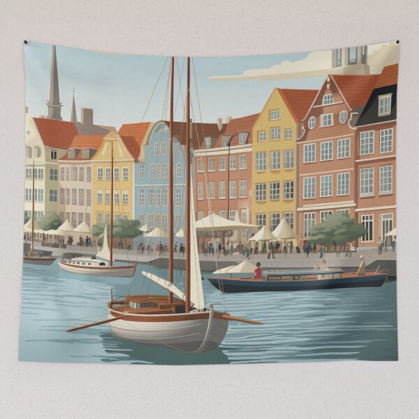 Aperçu de l'œuvre Une illustration de voyage vintage de Copenhague - Danemark créée et vendue par GoodOldVintage.
