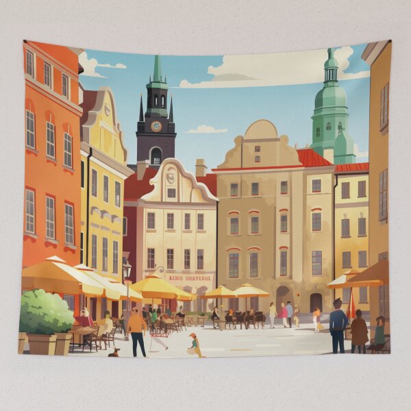 Item preview, A Vintage Travel Illustration of Stockholm - Sweden designed and sold by GoodOldVintage.