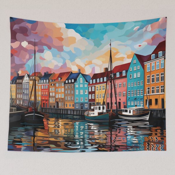 Aperçu de l'œuvre Une impression de voyage Pop Art de Copenhague - Danemark créée et vendue par StudioRedKoala.