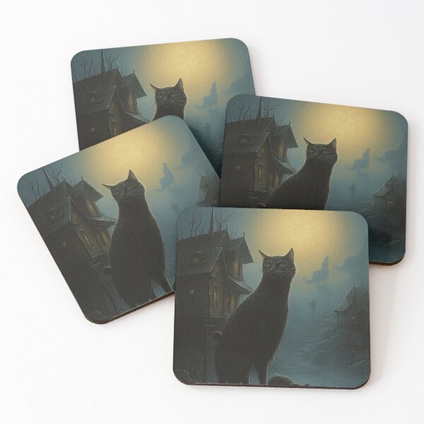 Item preview, Black cats and moon designed and sold by ladarkepoque.