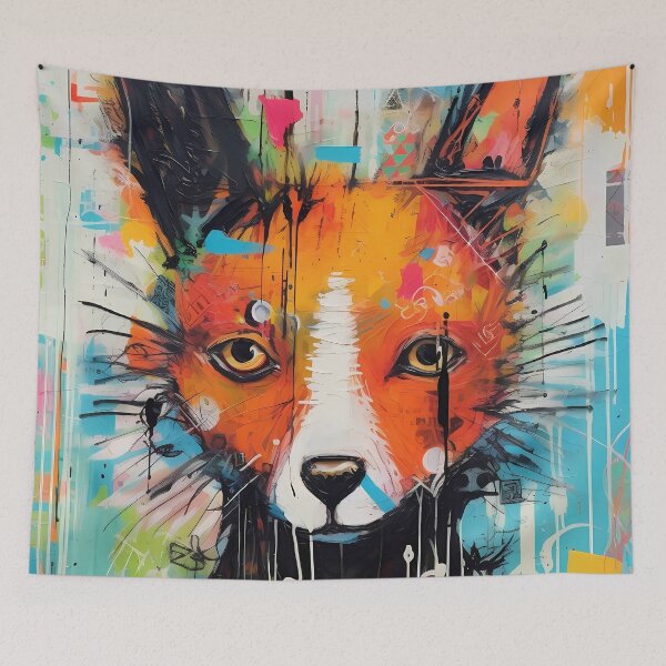 Item preview, Colorful Abstract Rainbow Fox Art designed and sold by GiveMeMood.