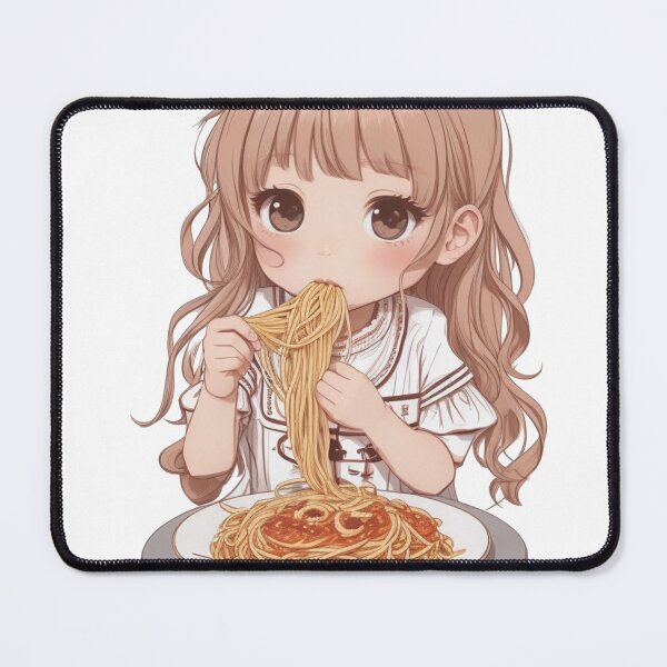 Item preview, Cute girl eating spaghetti designed and sold by Majkel & Majkel.