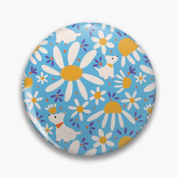 Item preview, Westie Dog on the Wildflowers Meadow Pattern designed and sold by XiangSlowLife.