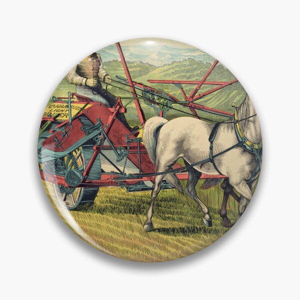 Item preview, STK501649A-Vintage print of a farmer working with a Champion light binder machine. designed and sold by StocktrekImages.