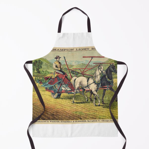 Item preview, STK501649A-Vintage print of a farmer working with a Champion light binder machine. designed and sold by StocktrekImages.