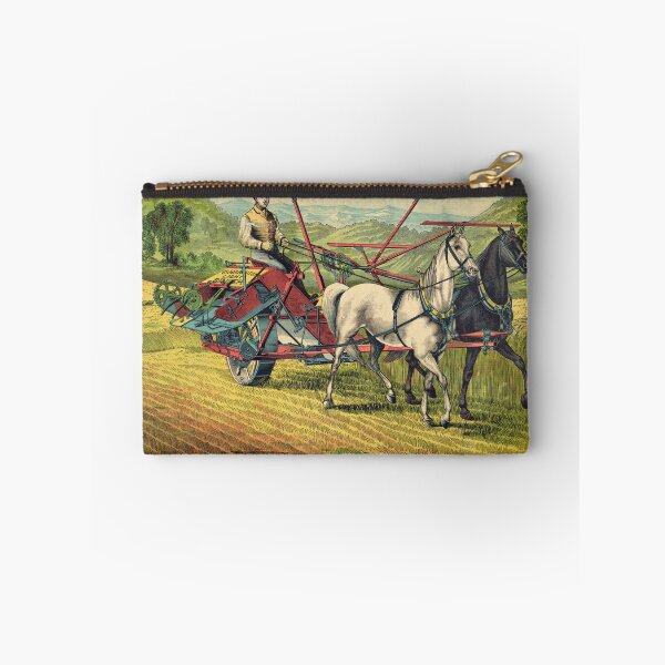 Item preview, STK501649A-Vintage print of a farmer working with a Champion light binder machine. designed and sold by StocktrekImages.