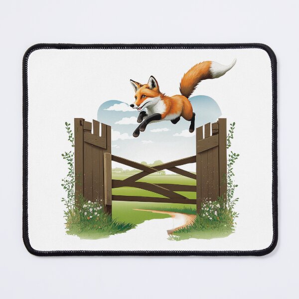 Item preview, A fox jumping over a fence designed and sold by naturemenagerie.