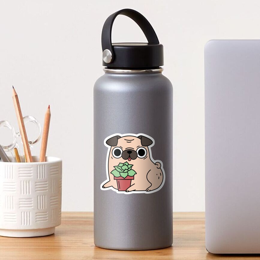 Pug and succulent plant  Sticker