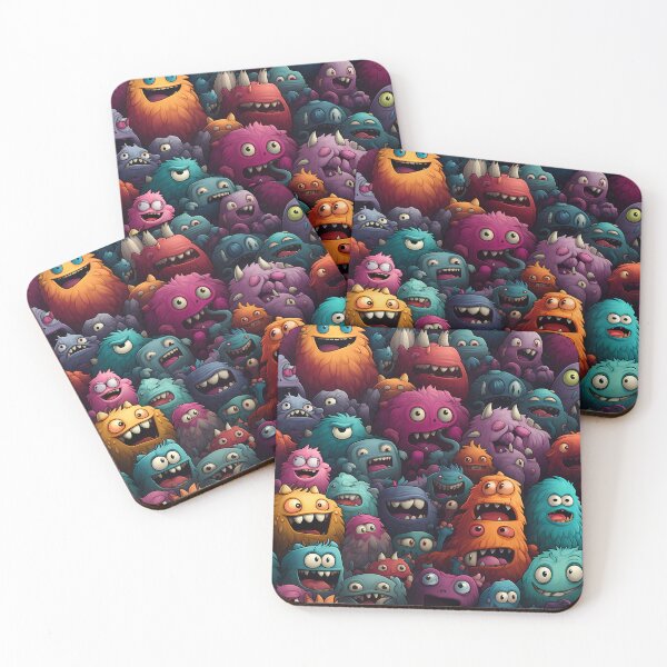 Item preview, Monster faces, cute, crazy, halloween, tile designed and sold by alambic-designs.