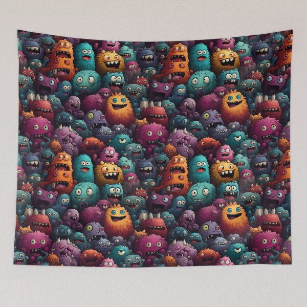 Item preview, Monster faces, cute, crazy, halloween, tile designed and sold by alambic-designs.