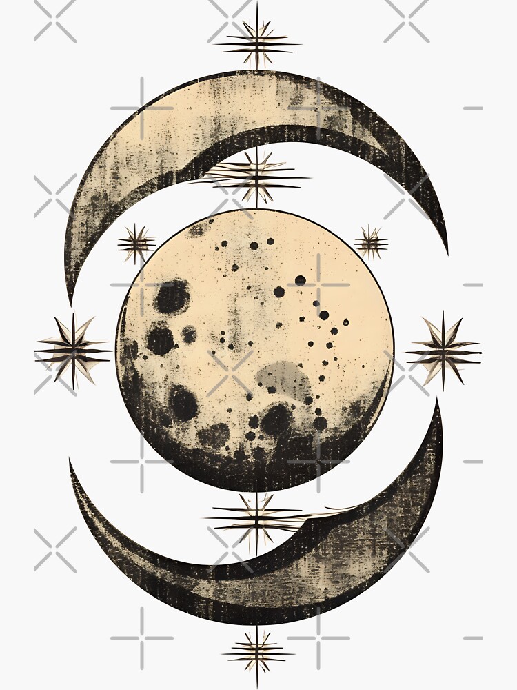 Small moon Symbol Vinyl Decals set of 4 crescent moon Stickers Sheet
