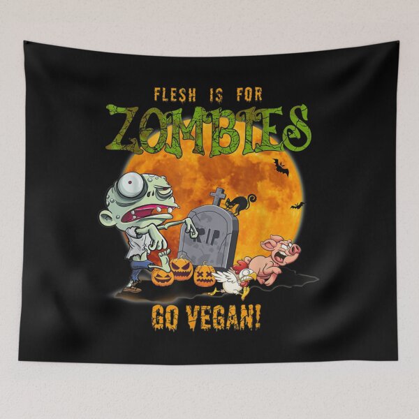 Item preview, Halloween 	 Design Flesh Is For ZomBies Go Vegan 2021  	 		 designed and sold by oluibejak9.