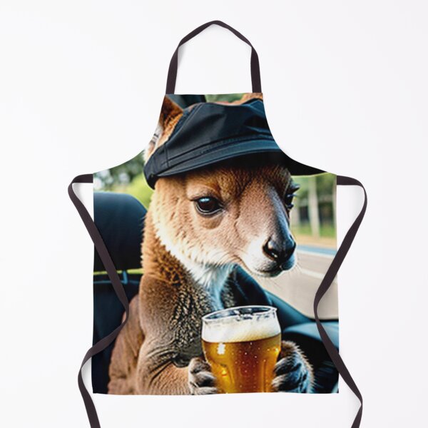 Item preview, A Kangaroo having a beer wearing a hat designed and sold by Down Unda Store.