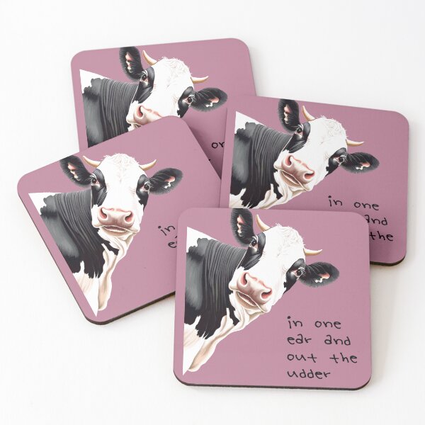 Item preview, In One Ear Out Of The Udder Pun Cartoon Style Cow  designed and sold by taiche.