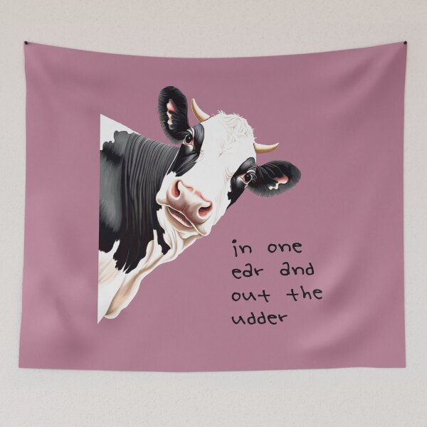 Item preview, In One Ear Out Of The Udder Pun Cartoon Style Cow  designed and sold by taiche.