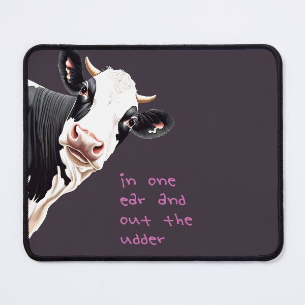Item preview, In One Ear Out Of The Udder Pun Cartoon Style Cow  designed and sold by taiche.