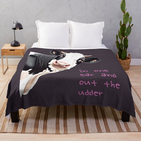 Item preview, In One Ear Out Of The Udder Pun Cartoon Style Cow  designed and sold by taiche.
