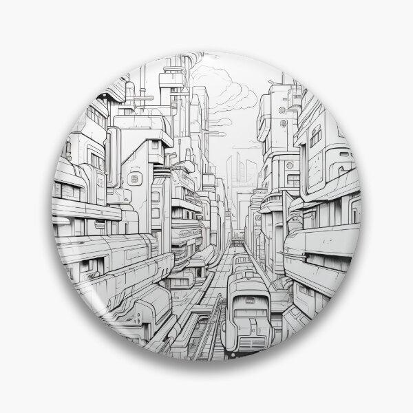 Item preview, Futuristic Cityscape | Sketch designed and sold by Shirtastically.