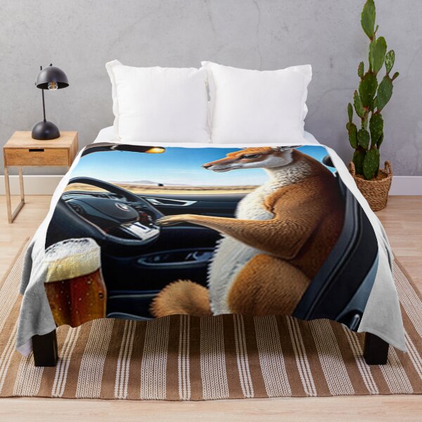 Item preview, Kangaroo having a beer while driving designed and sold by Down Unda Store.
