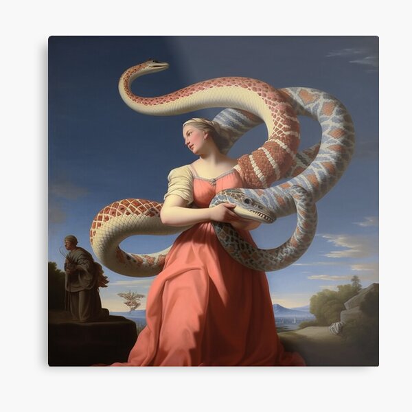 Beautiful Woman As Gorgon With Corn Snake Stock Photo - Download