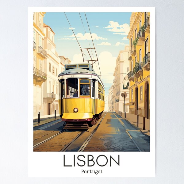 Artikel-Vorschau von Eine Vintage-Reiseillustration von Lissabon - Portugal, designt und verkauft von GoodOldVintage.
