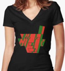 Faced The First (Facemadics colorful contemporary abstract face) Fitted V-Neck T-Shirt