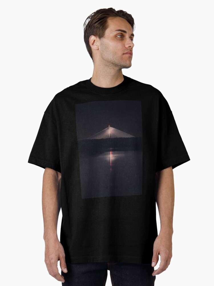 Thumbnail 1 of 7, Oversized T-Shirt, Wroclaw Redzinski Bridge by night designed and sold by picdab-com.