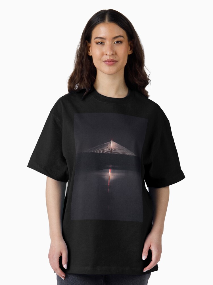 Thumbnail 2 of 7, Oversized T-Shirt, Wroclaw Redzinski Bridge by night designed and sold by picdab-com.